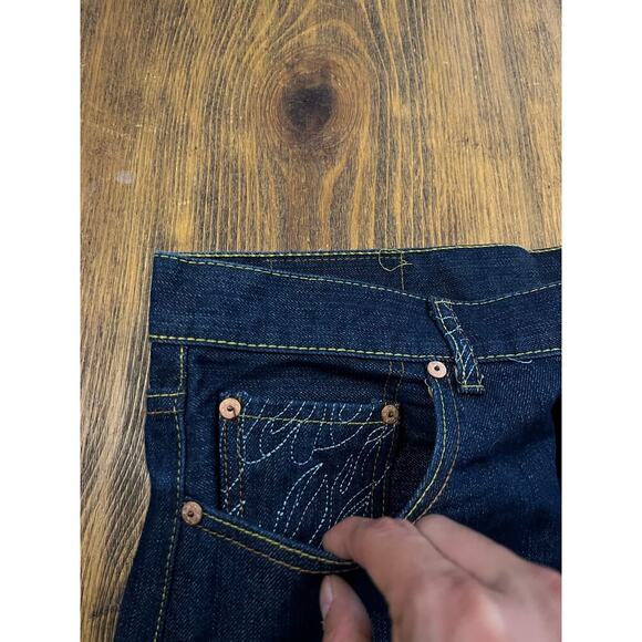 RMC Red Monkey Company Flame & Dragon Embroidered Wide Leg Baggy Y2K Jeans - Picture 4 of 5